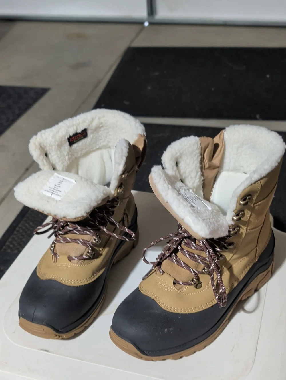 Target Men's Tan and Black Sherpa-Lined Winter Boots